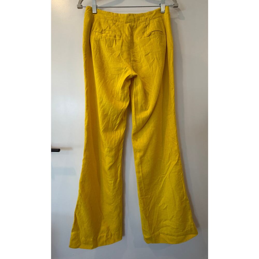 Anhropologie Cartonnier Linen Blend Pants Canary Yellow Button Detail Size 2 - Picture 6 of 7